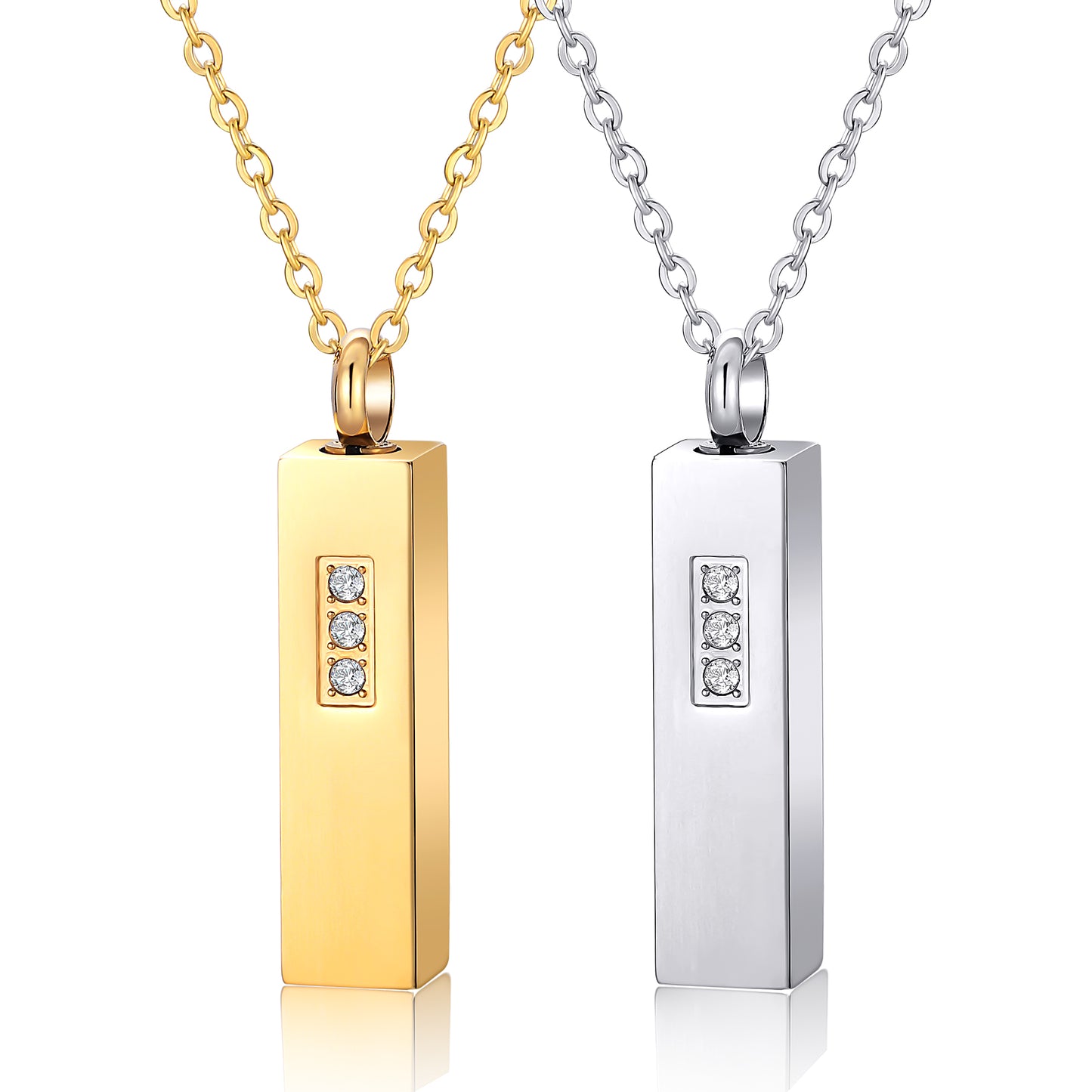 Rectangular Bar Memorial Pendant with Zircon Stone