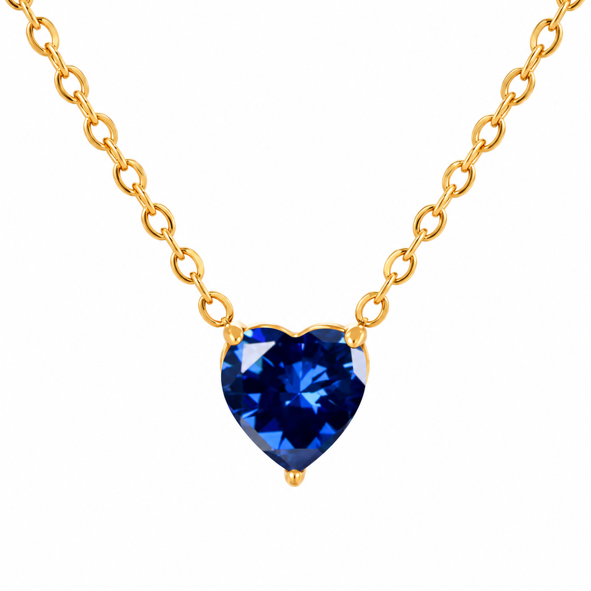 September birthstone colour heart necklace with gold-tone chain