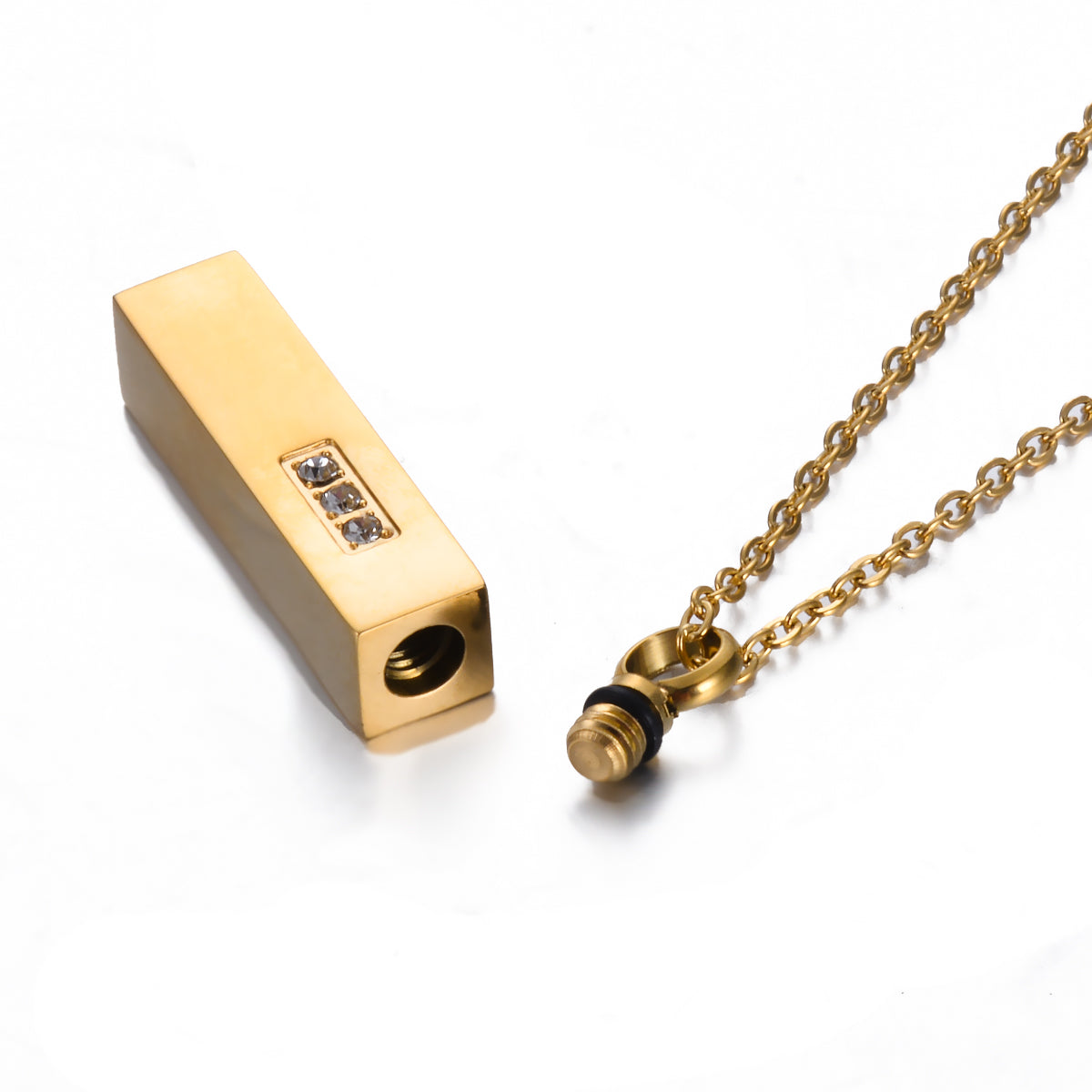 Rectangular Bar Memorial Pendant with Zircon Stone