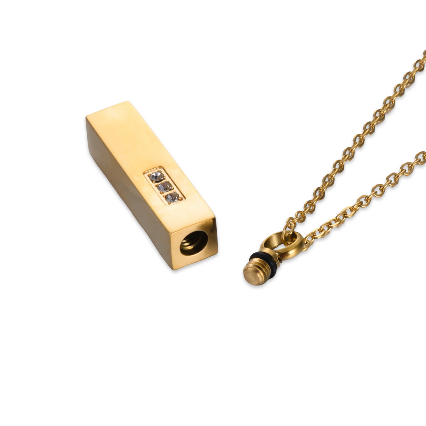 Rectangular Bar Memorial Pendant with Zircon Stone