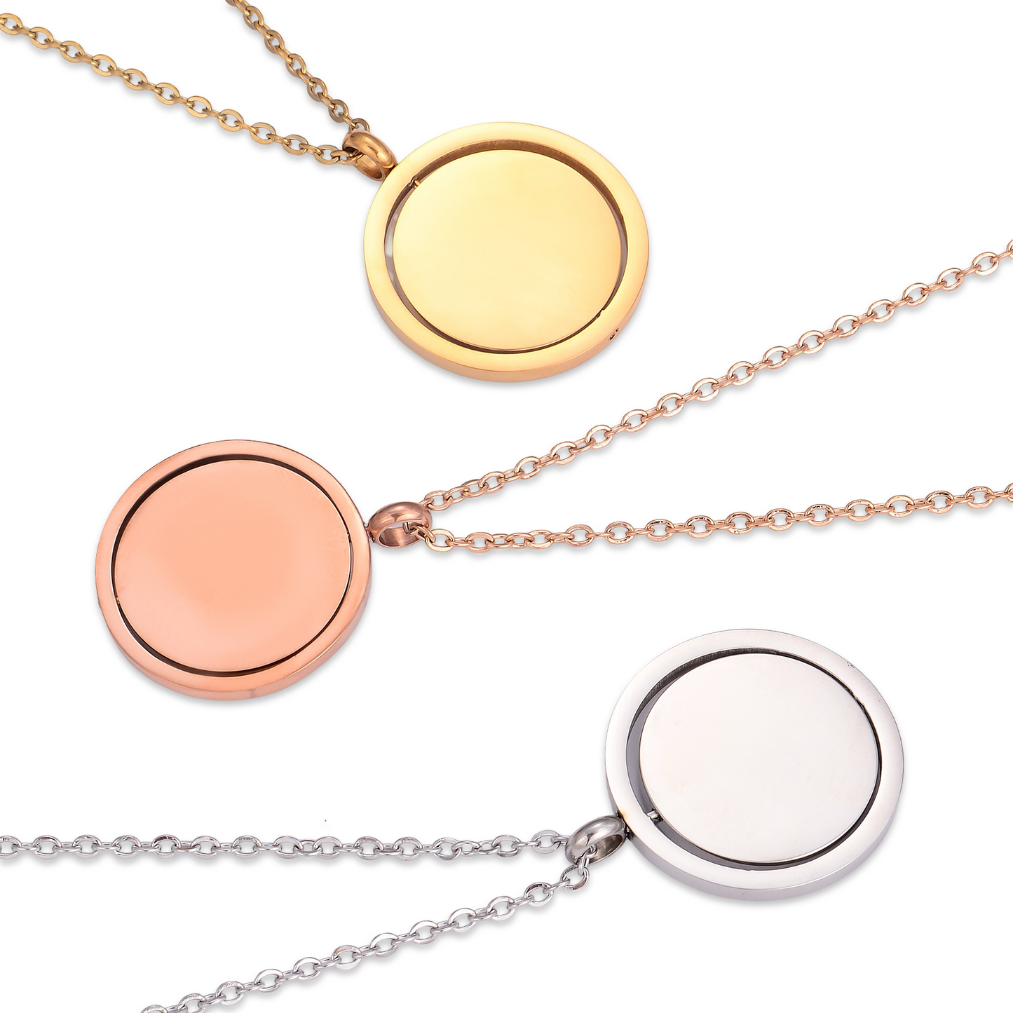 Rotating Stainless Steel Memorial Pendant with Custom Engraving