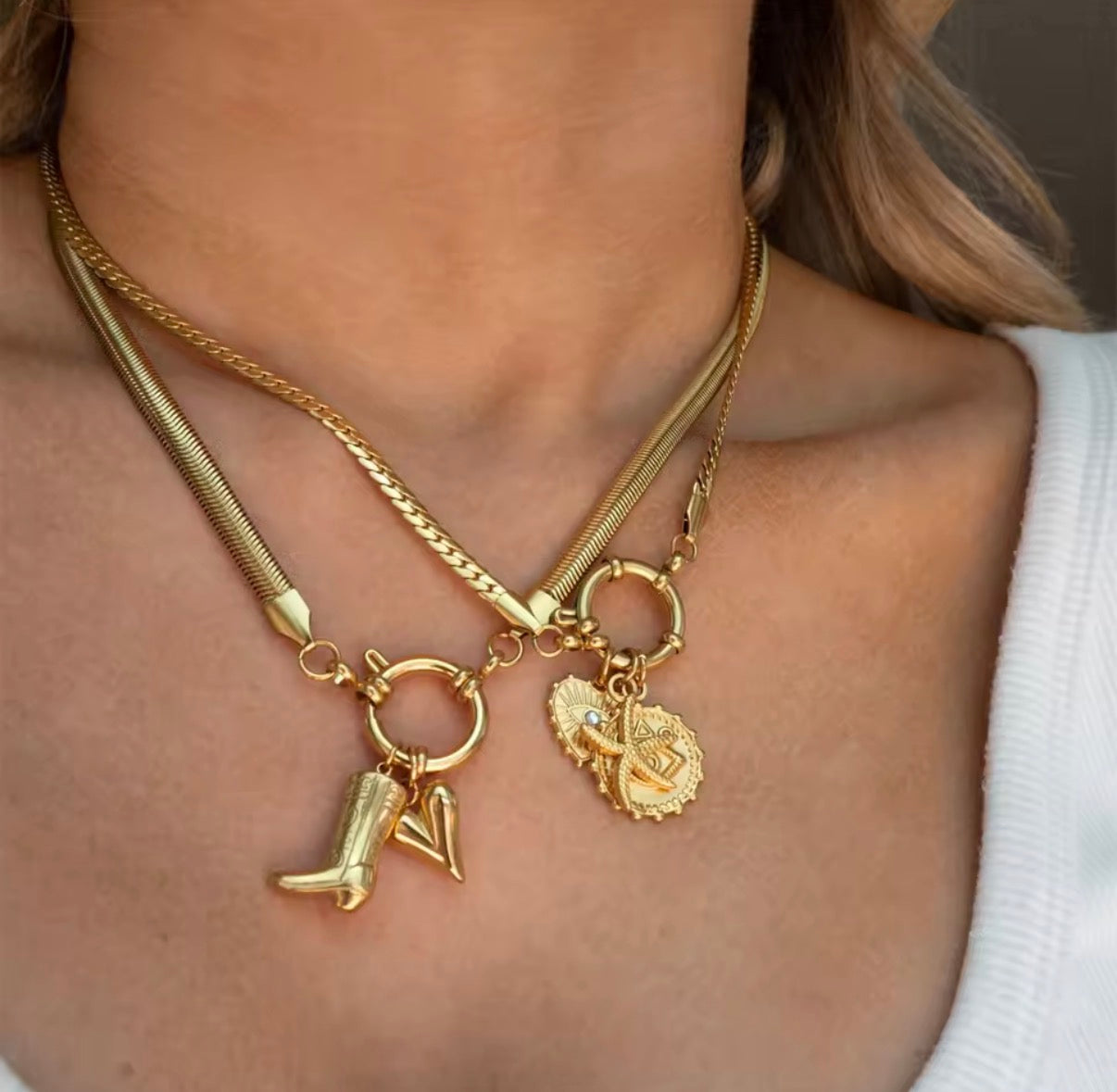 Wheat Connector Chain Necklace | Gold Stainless Steel