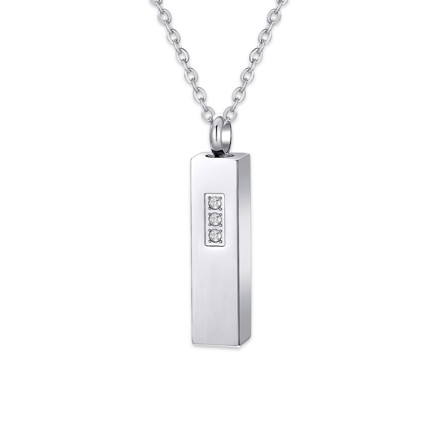Rectangular Bar Memorial Pendant with Zircon Stone