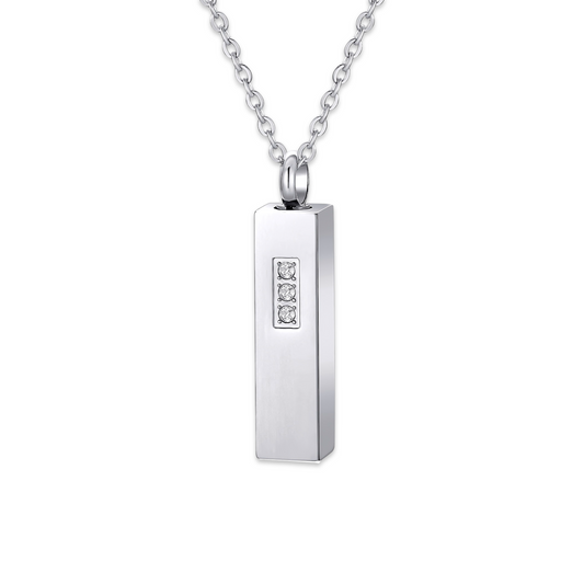 Rectangular Bar Memorial Pendant with Zircon Stone