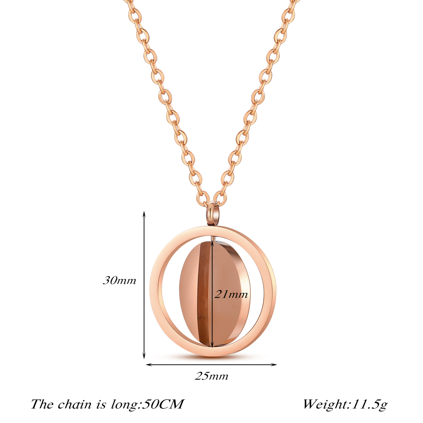 Rotating Stainless Steel Memorial Pendant with Custom Engraving