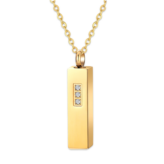 Rectangular Bar Memorial Pendant with Zircon Stone