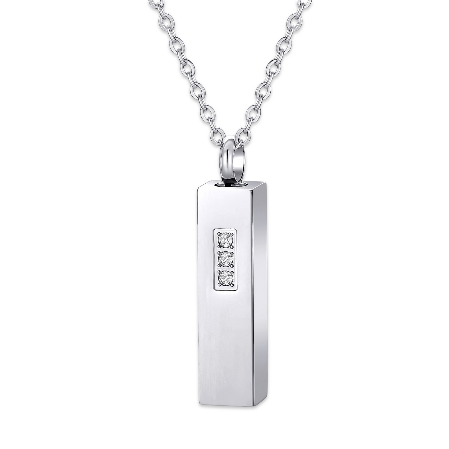 Rectangular Bar Memorial Pendant with Zircon Stone