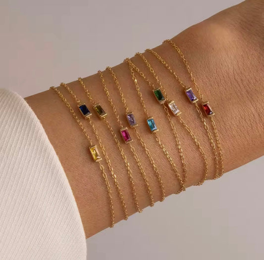 Rectangular Birthstone Bracelet