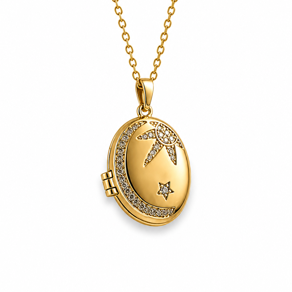 Celestial Oval Locket Necklace