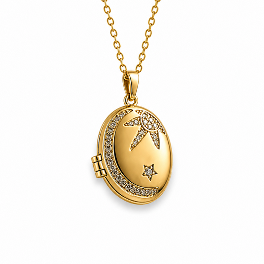 Celestial Oval Locket Necklace