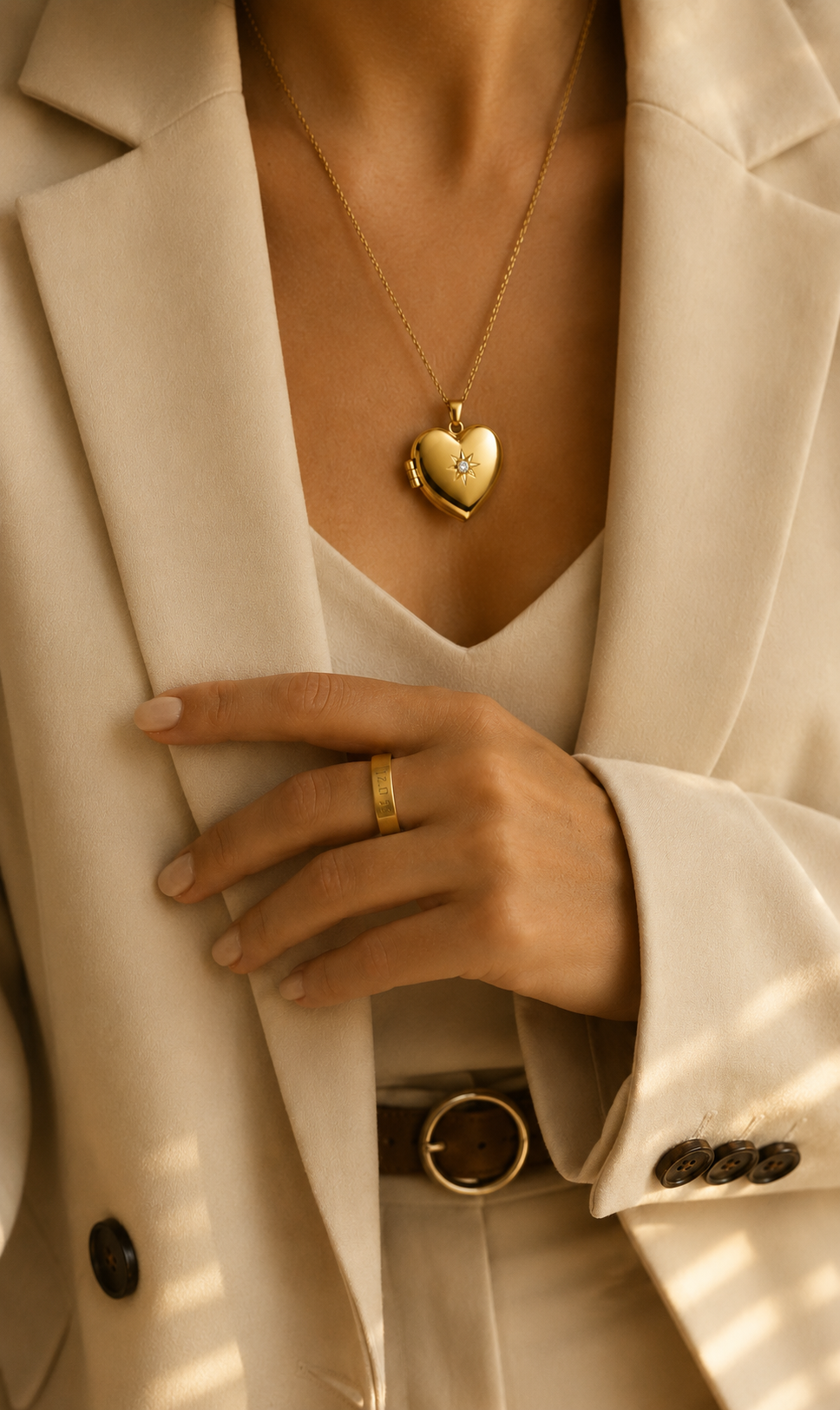 North Star Heart Locket Necklace