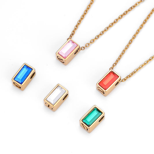 Cube Memorial Pendant with Zircon Stone