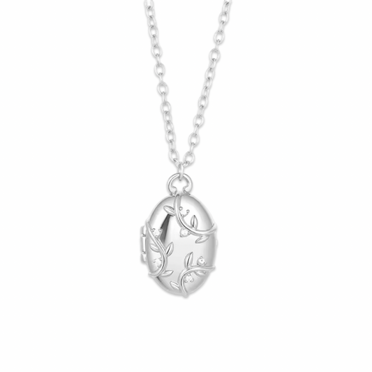 Oval Botanical Locket Necklace