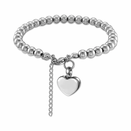 Heart Charm & Beaded Memorial Bracelet