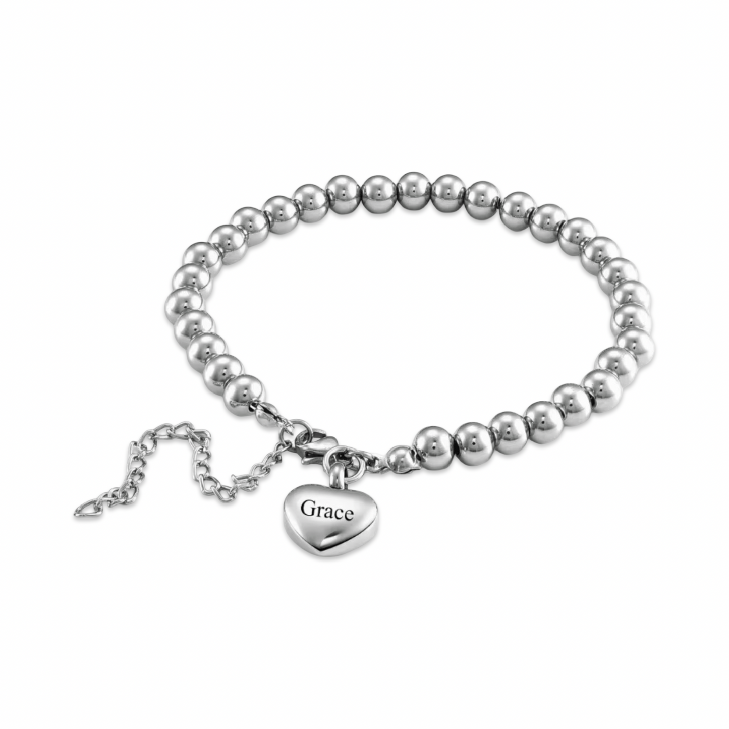 Heart Charm & Beaded Memorial Bracelet