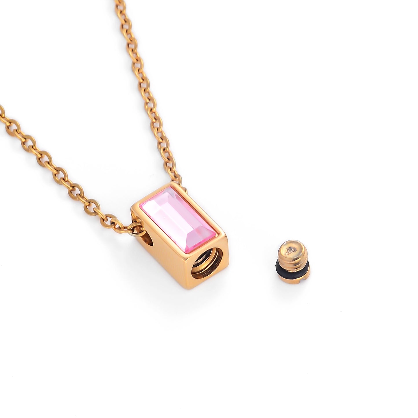 Cube Memorial Pendant with Zircon Stone