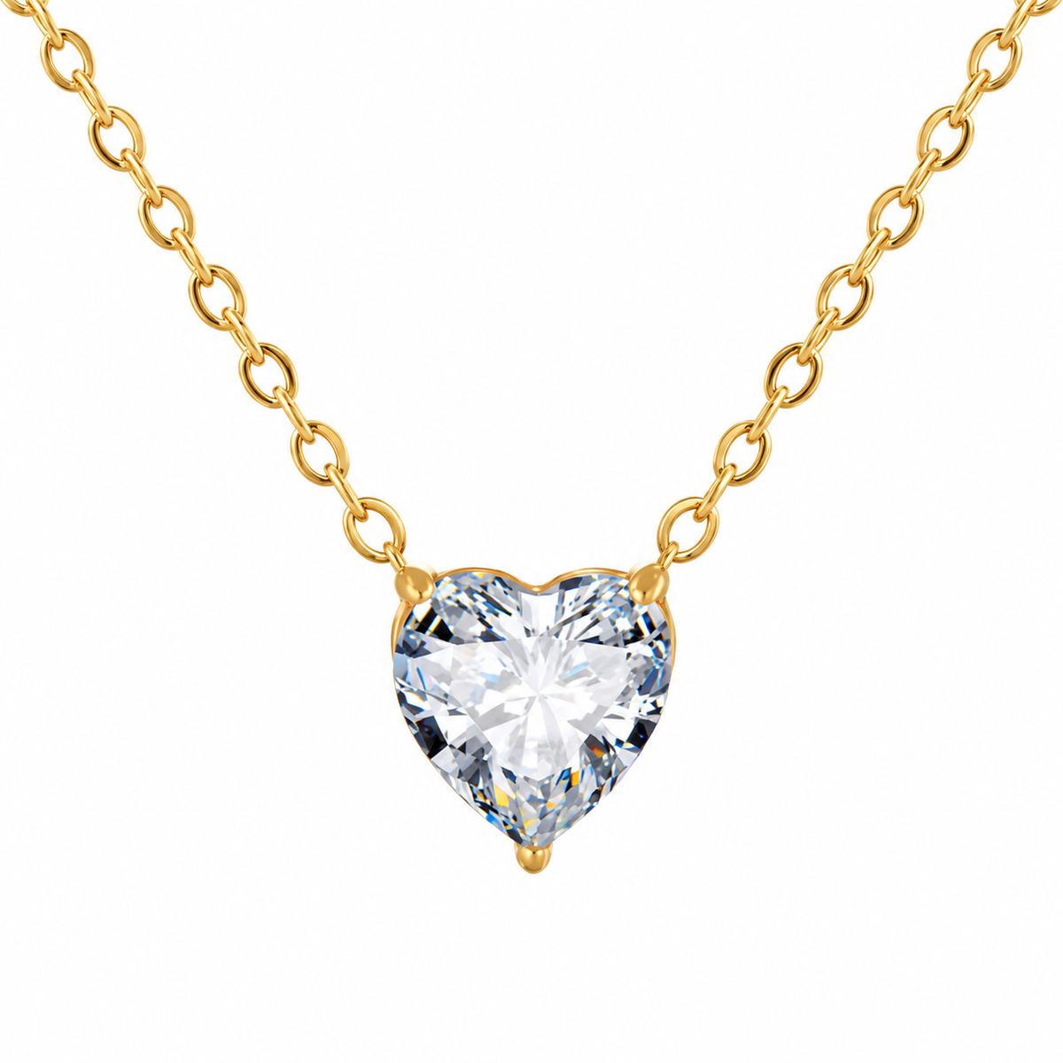 April birthstone colour heart necklace with gold-tone chain