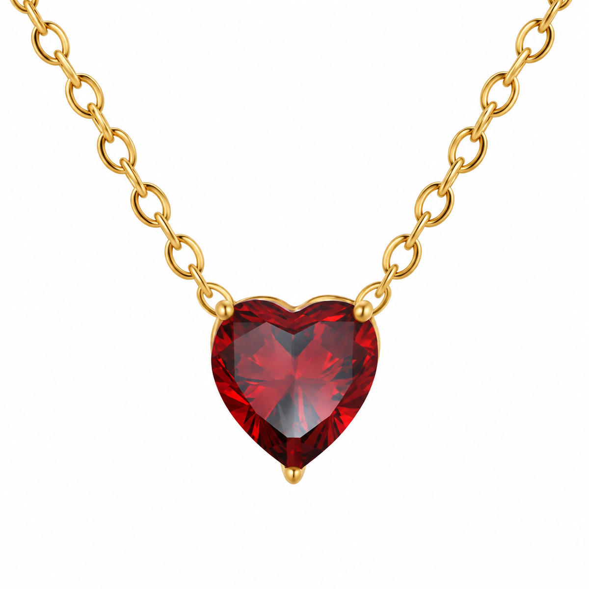 January birthstone colour heart necklace with gold-tone chain