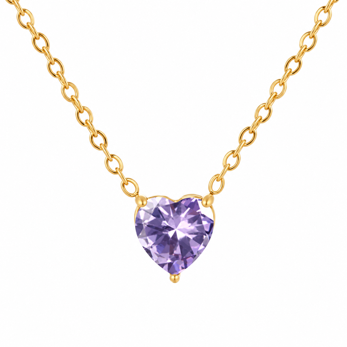 June birthstone colour heart necklace with gold-tone chain
