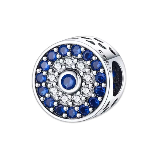 Blue Halo Bead Charm in silver-tone finish