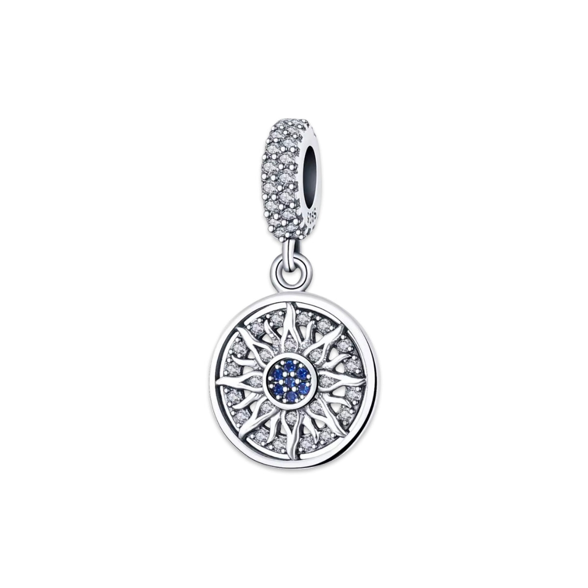 Blue Sun Dangle Charm in silver-tone finish