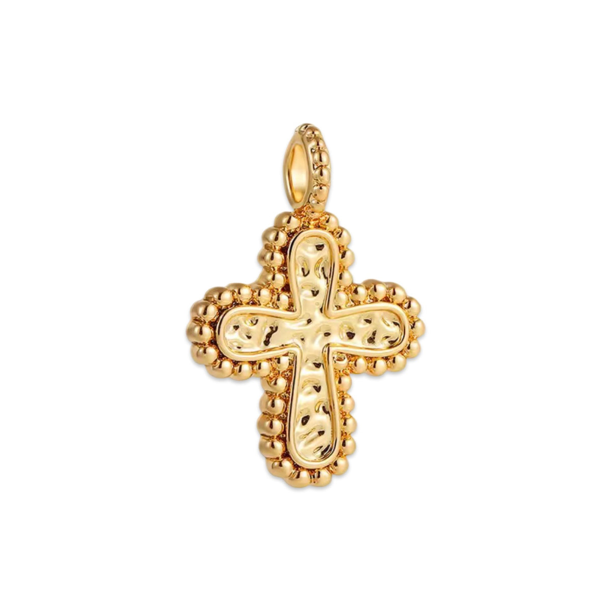 Textured Cross Charm in gold finish
