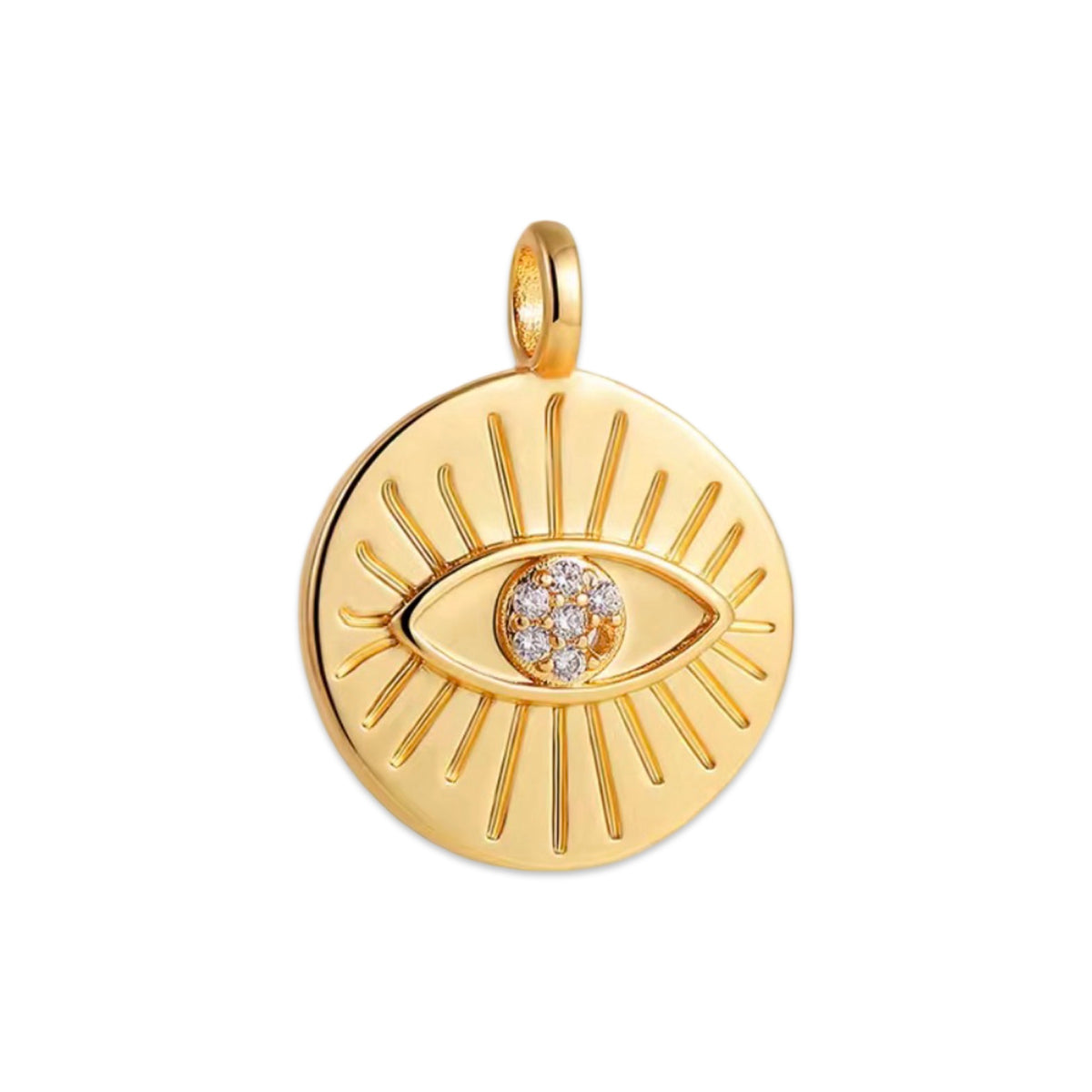 Radiant Eye Disc Charm in gold finish
