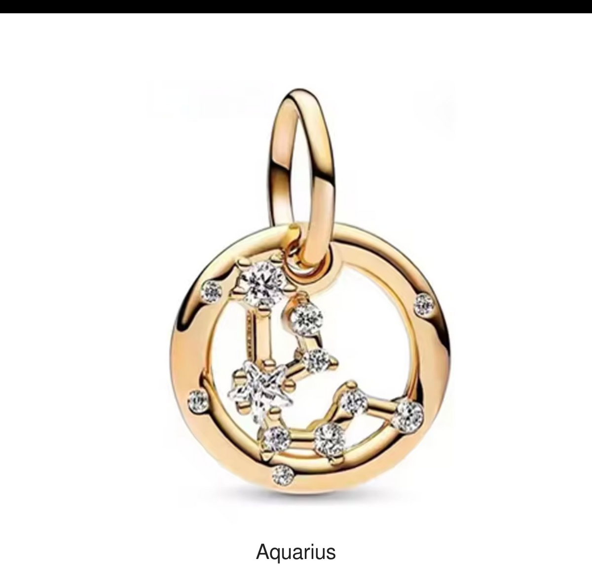 Aquarius gold-tone constellation charm, labelled beneath