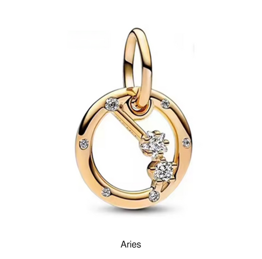 Aries gold-tone constellation charm, labelled beneath