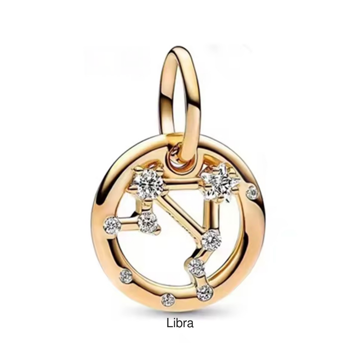 Libra gold-tone constellation charm, labelled beneath