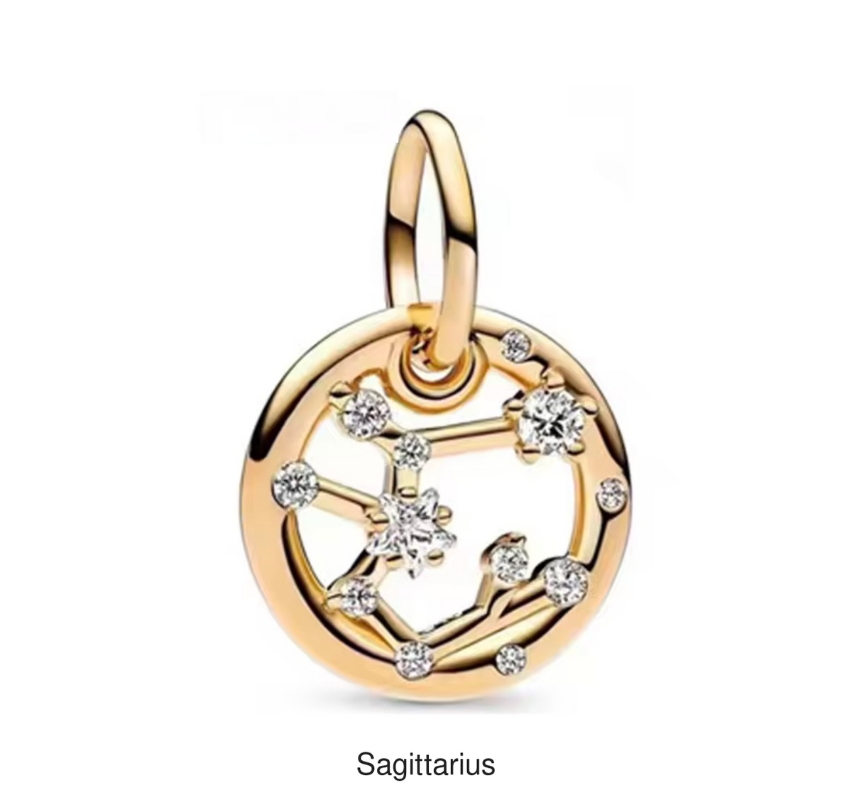 Sagittarius gold-tone constellation charm, labelled beneath