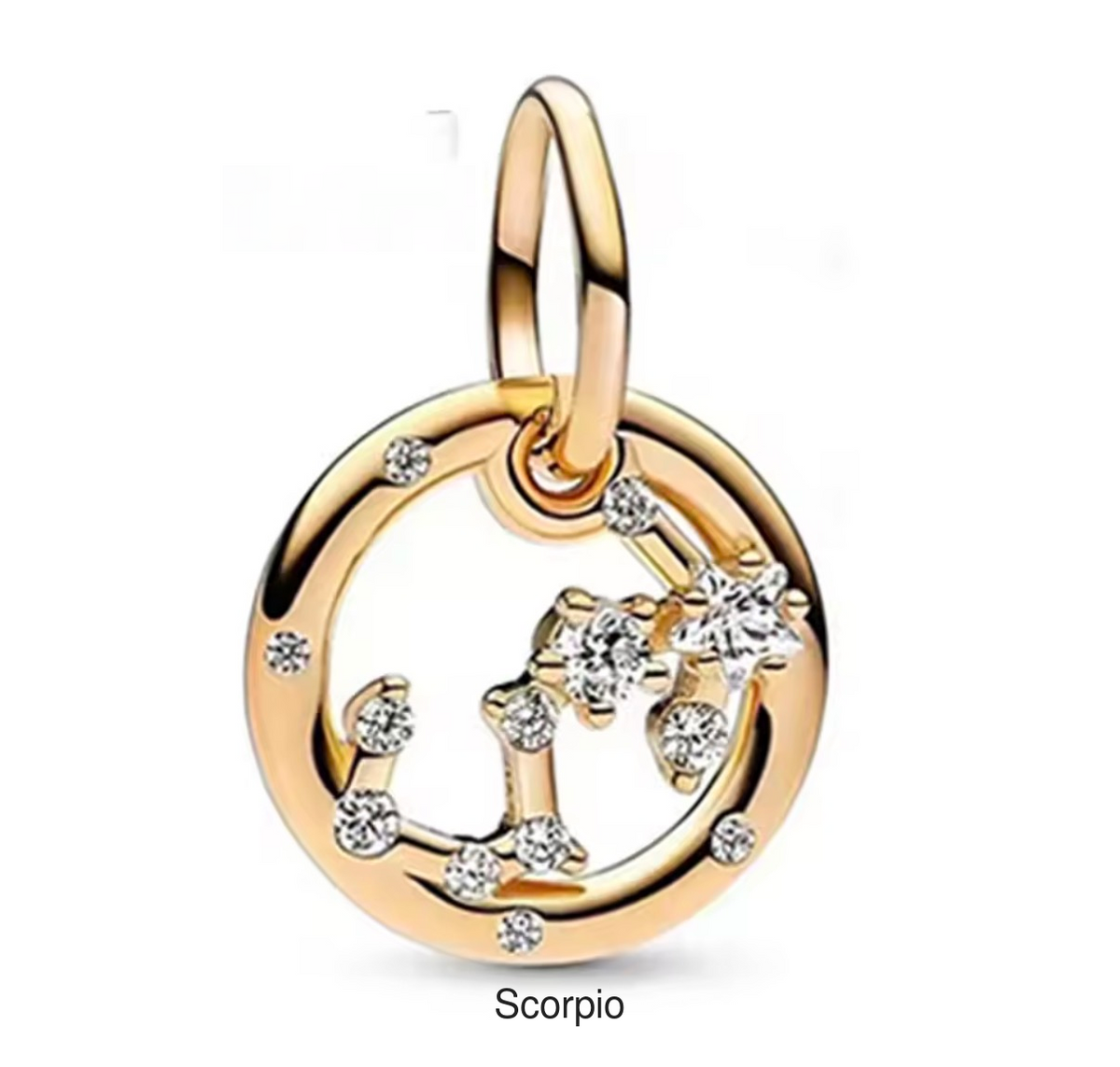 Scorpio gold-tone constellation charm, labelled beneath