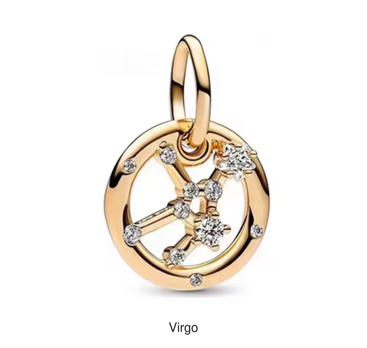 Virgo gold-tone constellation charm, labelled beneath